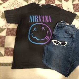 NIRVANA gray Short Sleeve Tee Classic Band Logo